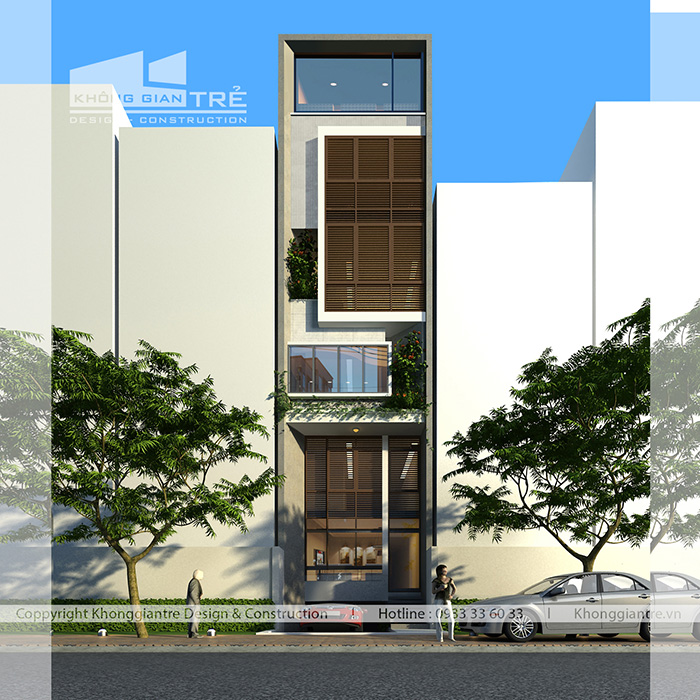 Mẫu thiết kế nhà phố 5m x 12m gồm 6 tầng tại quận 7